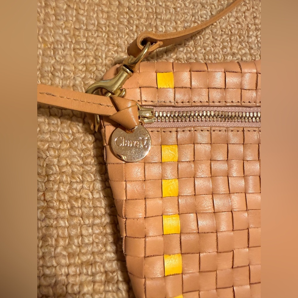 Clare V Grande Fanny in Bisque Check sold with detachable pink chain strap - Picture 9 of 16